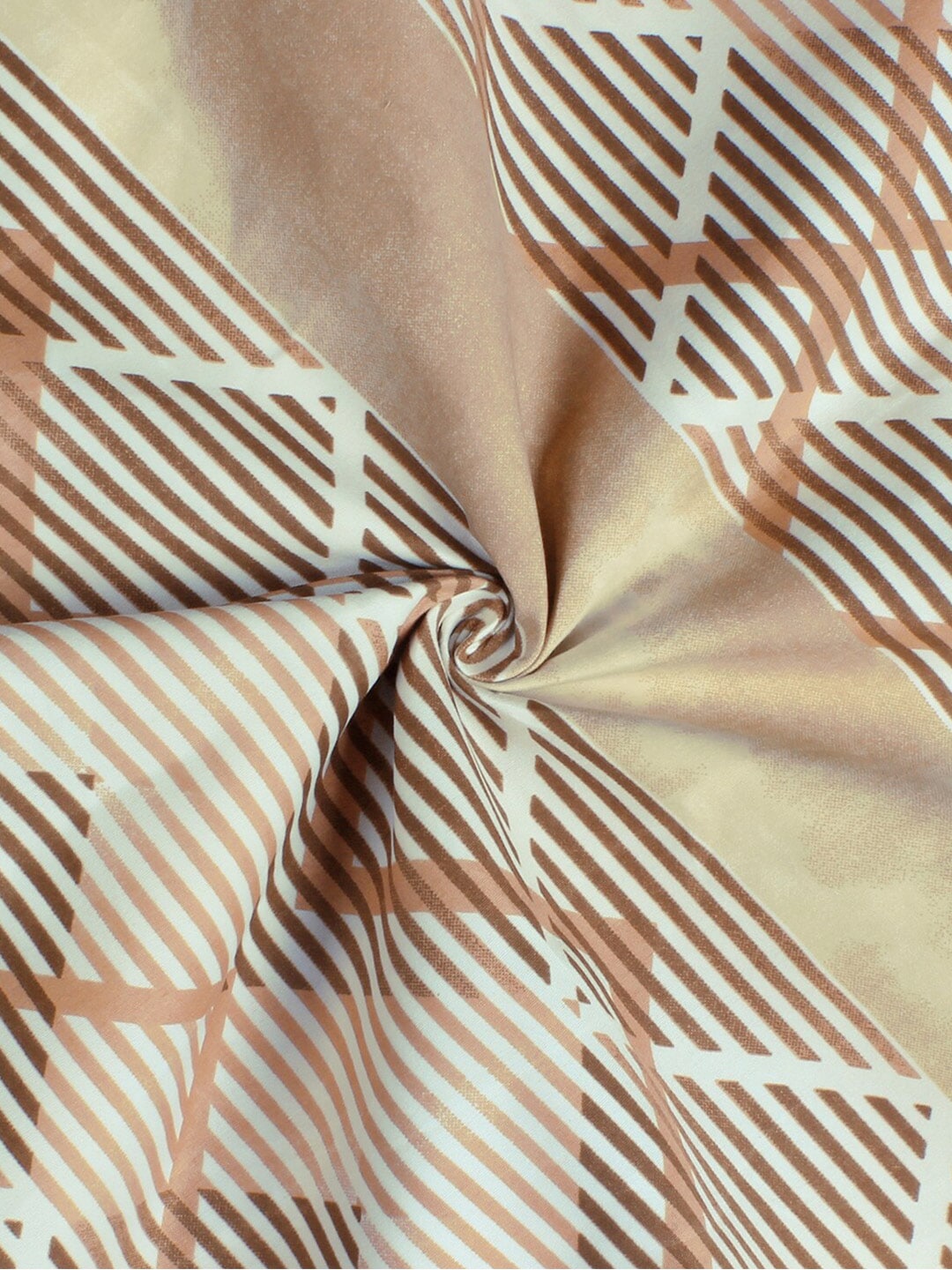 Story@home Brown & White Striped Microfiber 180 TC Bedsheet With Pillow Cover 