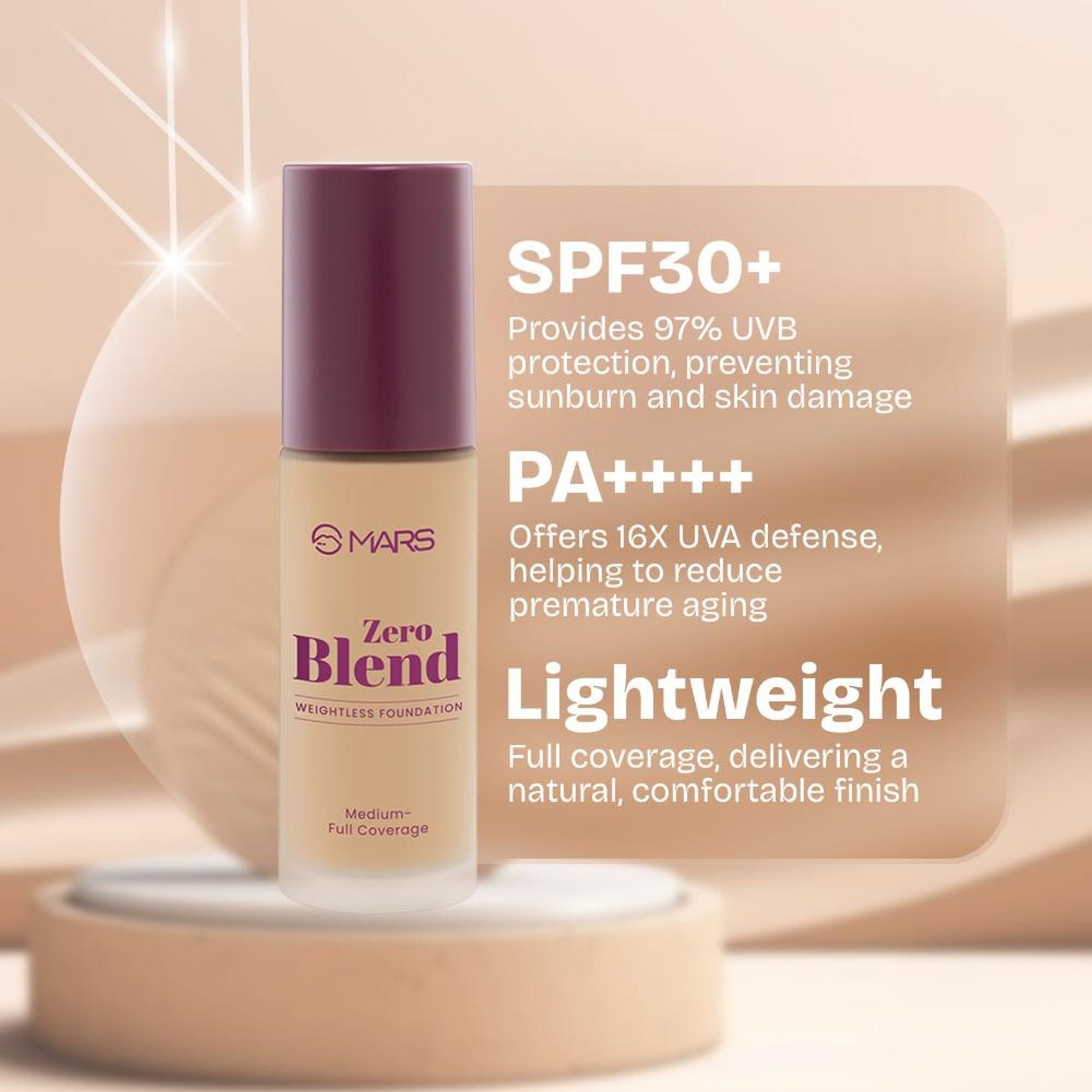 MARS Cosmetics SPF30 PA+++ Zero Blend Weightless Foundation - 04 Almond Butter 