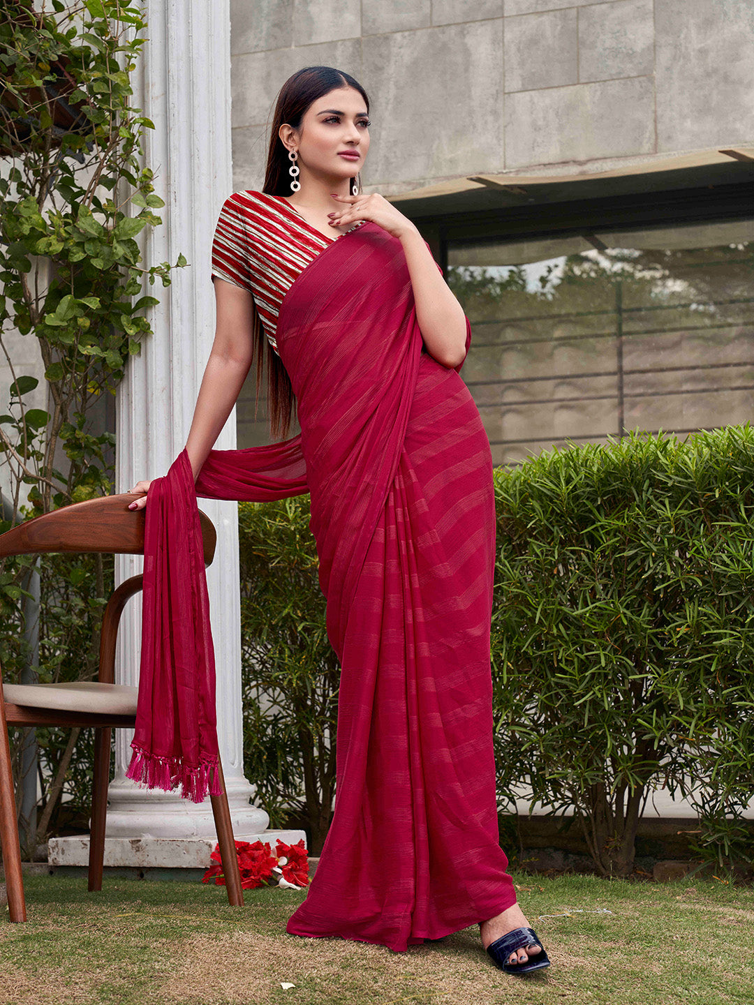 Tikhi Imli Striped Satin Ready to Wear Grab2Buy 