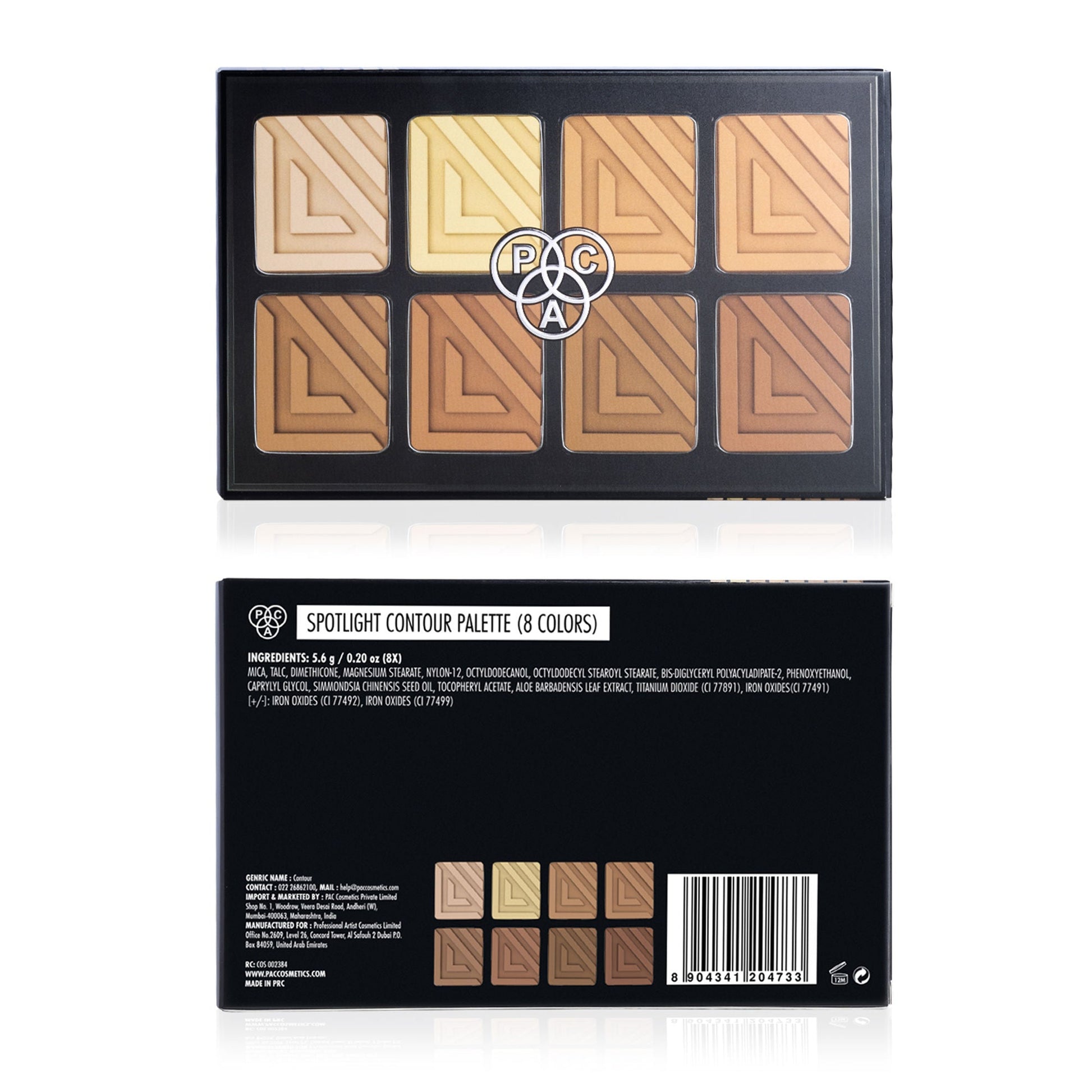 PAC Studio Spotlight Contour Palette X8 - All in One MUA Palette, High Payoff, Shades for every Skin Tone