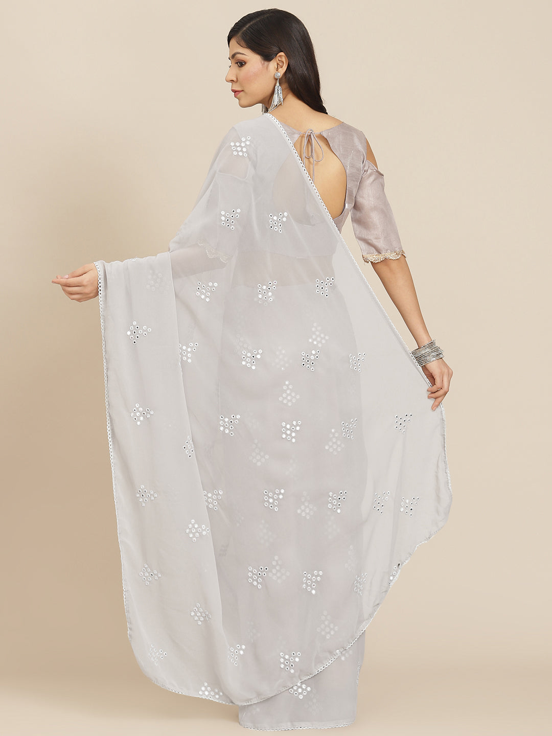 Tikhi Imli Grey Embroidered Mirror-Work Grab2Buy 