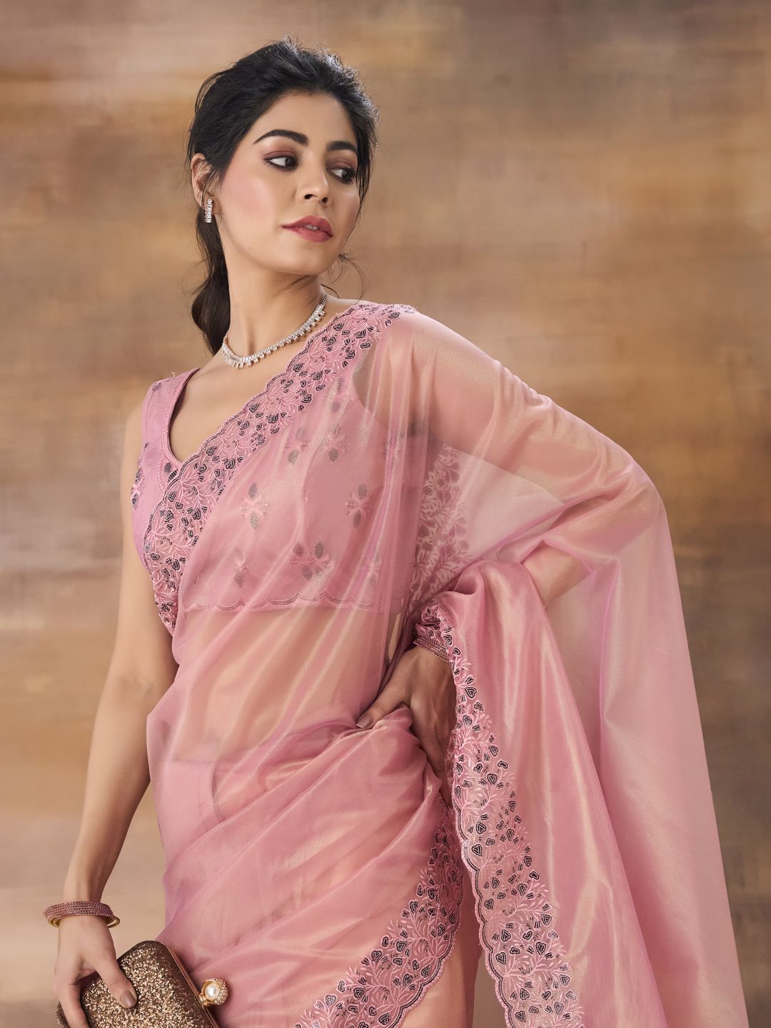 kasee Embroidered Net Saree