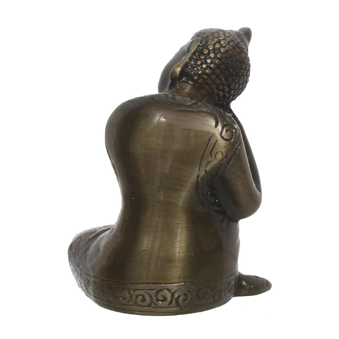 eCraftIndia Brown Metal Resting Buddha Statue - Grab2buy