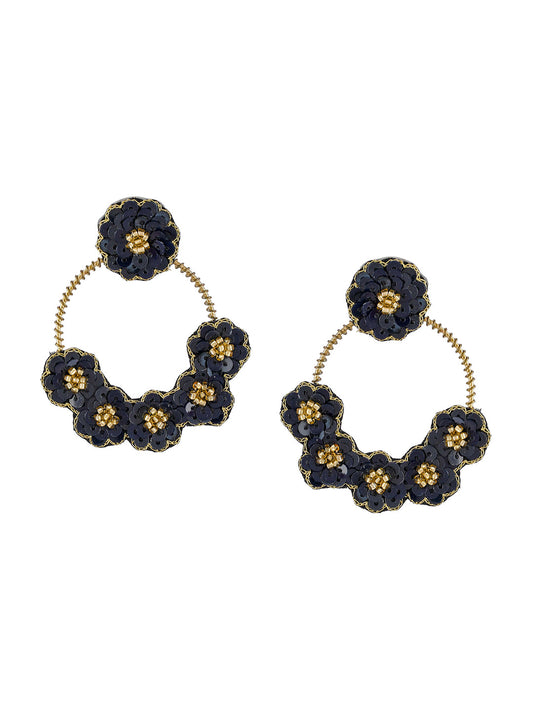 Shoshaa Black Floral Drop Earrings - Grab2buy