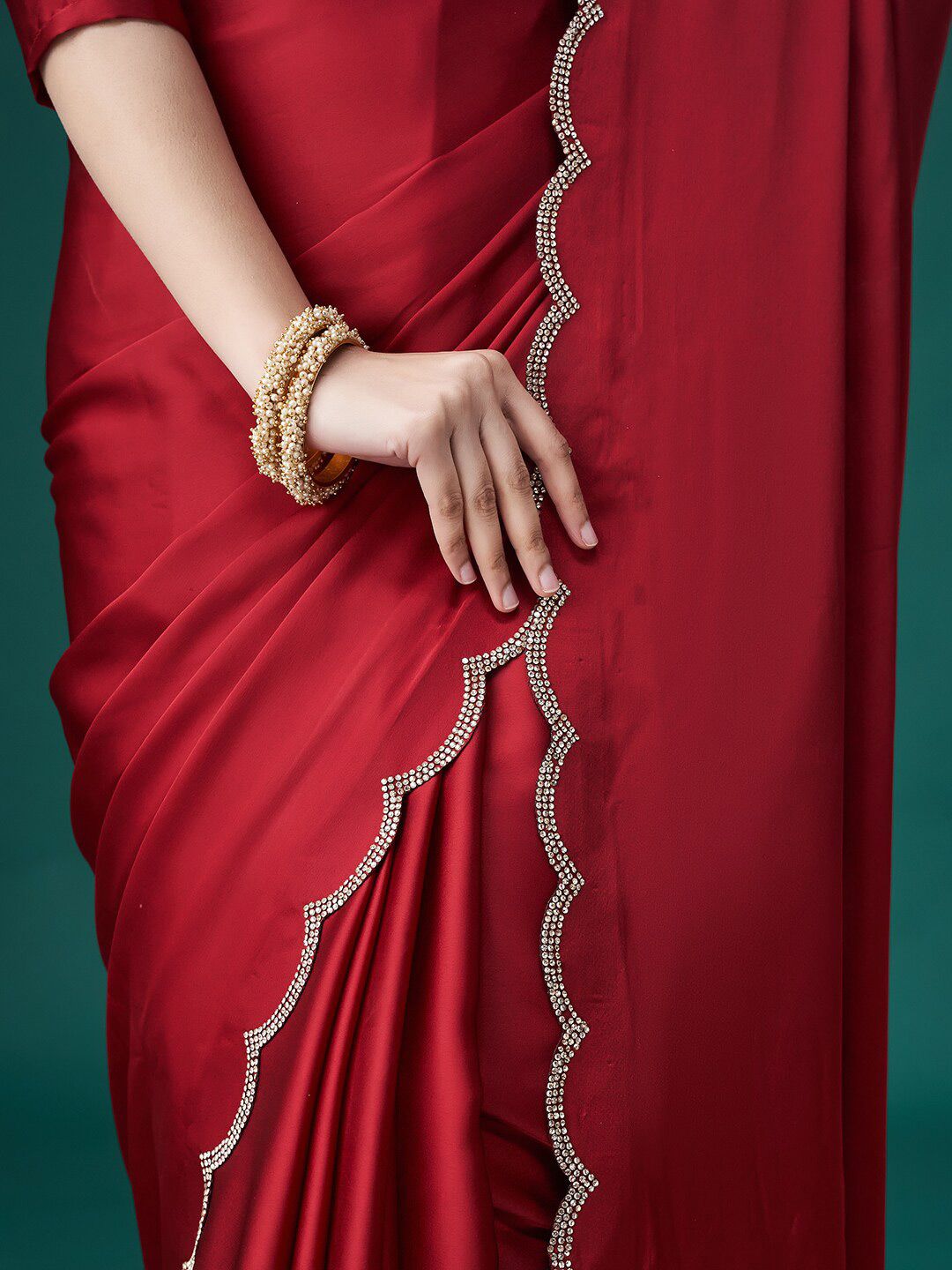 kasee Beads and Stones Satin Sarees