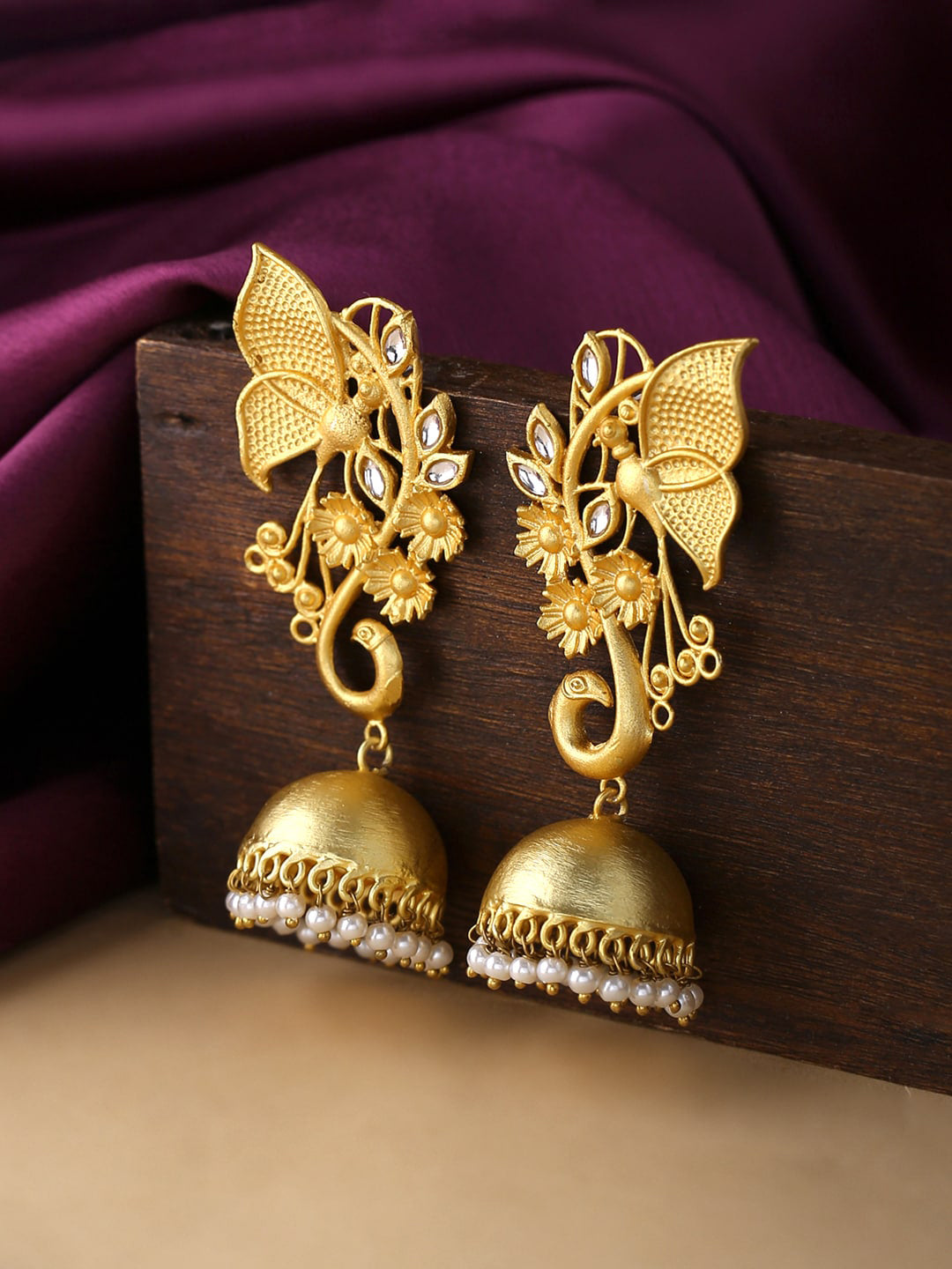 Yellow Chimes Gold-Plated Dome Shaped Jhumkas Earrings - Grab2buy