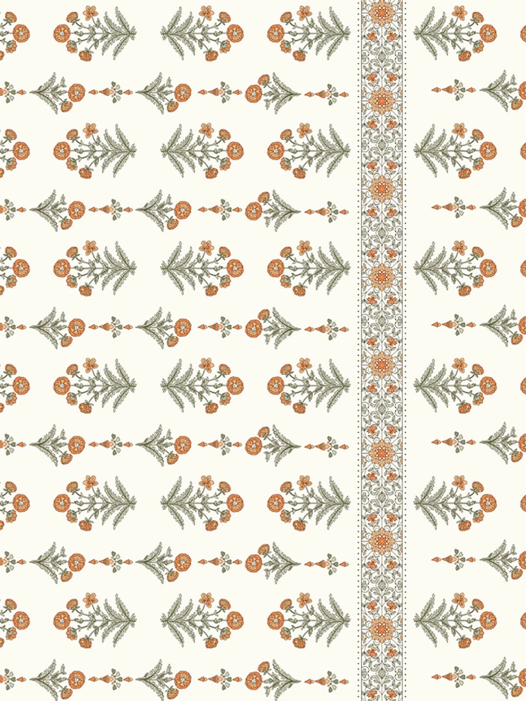 CHHAVI INDIA Cream-Coloured & Orange Floral Ultra Soft 210 TC Bedsheet with Pillow Covers 