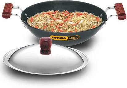 Hawkins Futura Hard Anodised Kadhai with Stainless Steel Lid 3.75 L (AD375S) | Grab2Buy