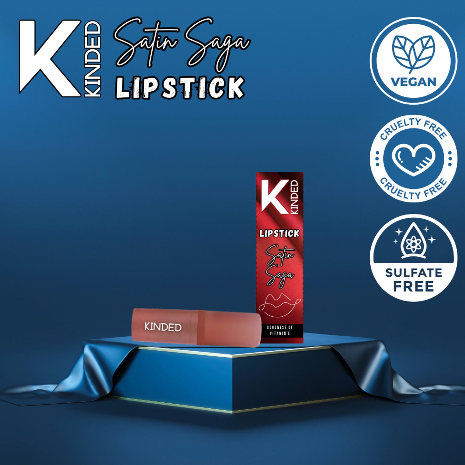 KINDED Satin Saga Bullet Creamy Lipstick With Satin Finish & Vitamin E - 03 Fine Wine