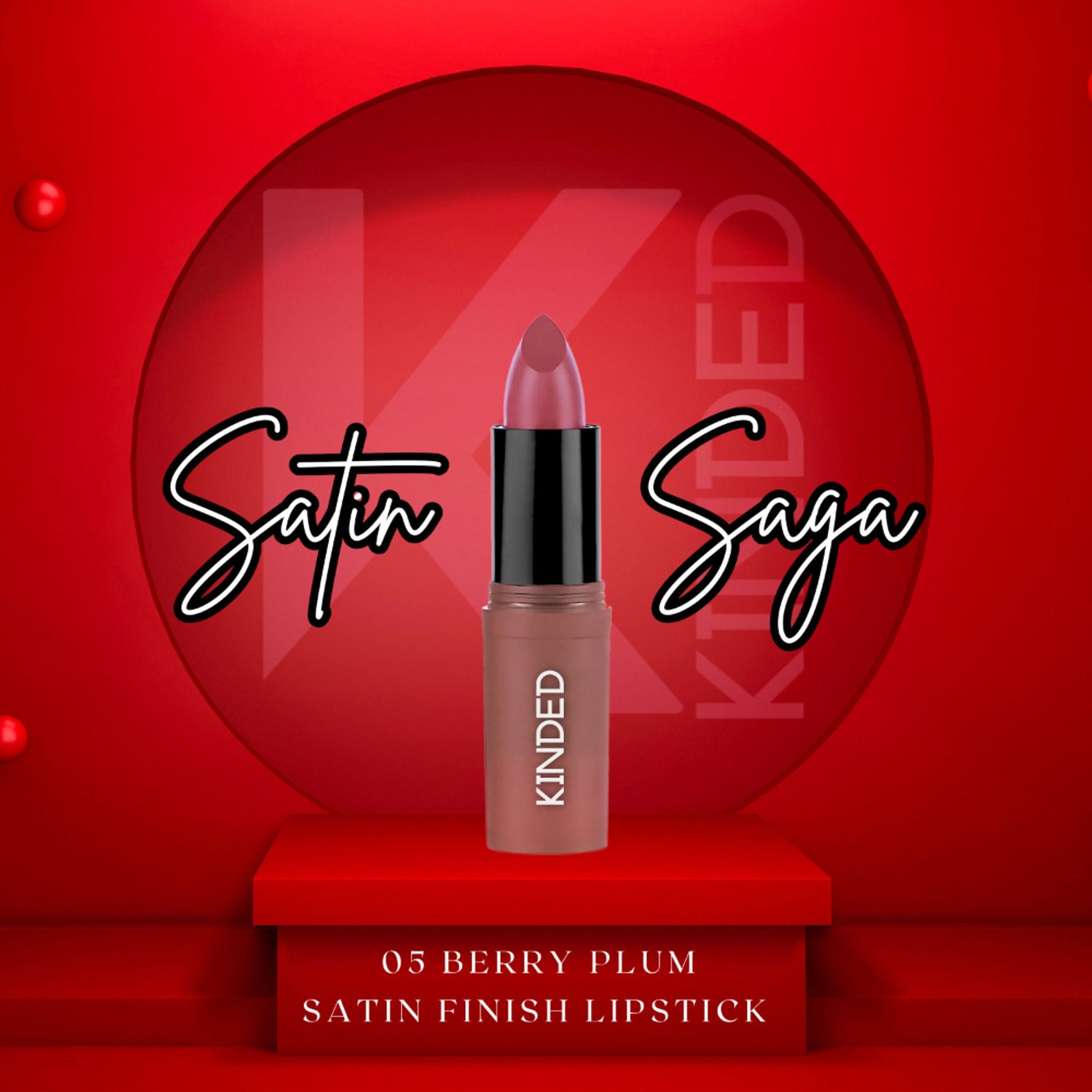 KINDED Satin Saga Bullet Creamy Lipstick With Satin Finish & Vitamin E - 05 Berry Plum