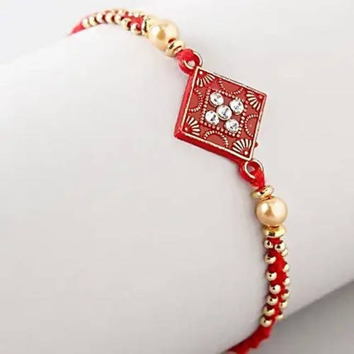 Sleek American Diamond Rakhi And Almond Treat Chocolate
