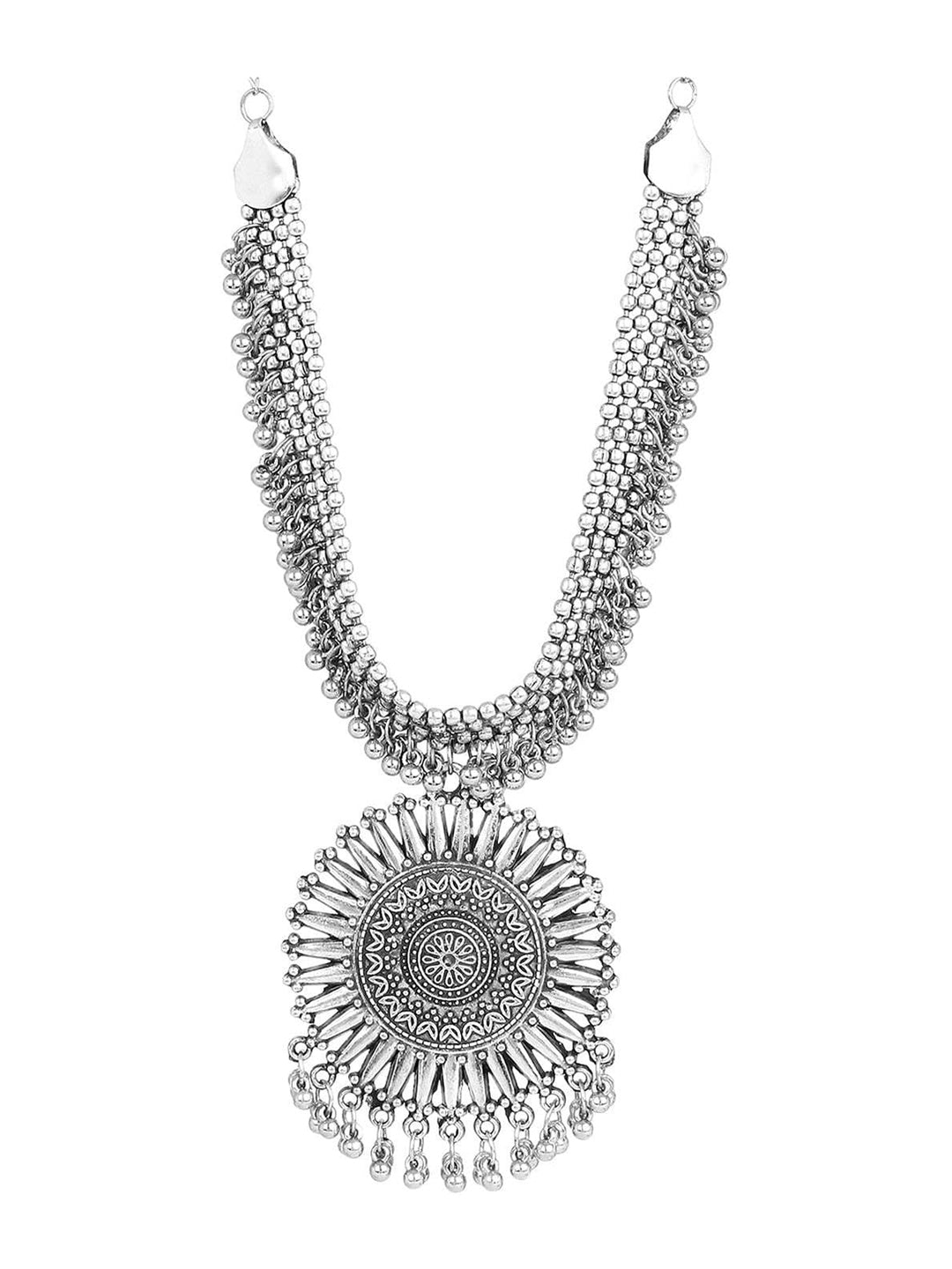 Cardinal Oxidized Silver-Toned Long Jewellery Set - Grab2buy