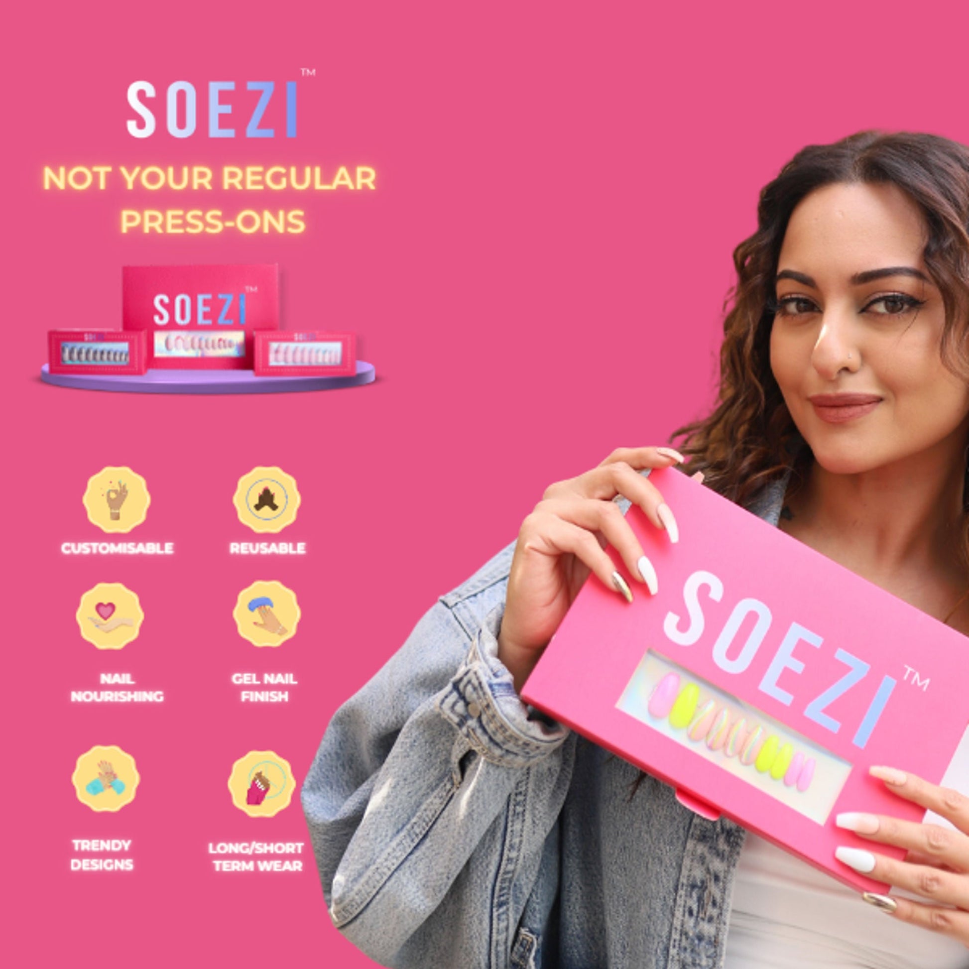SOEZI Eggspecktations Reusable Press On Nails - Ready To Wear Kit