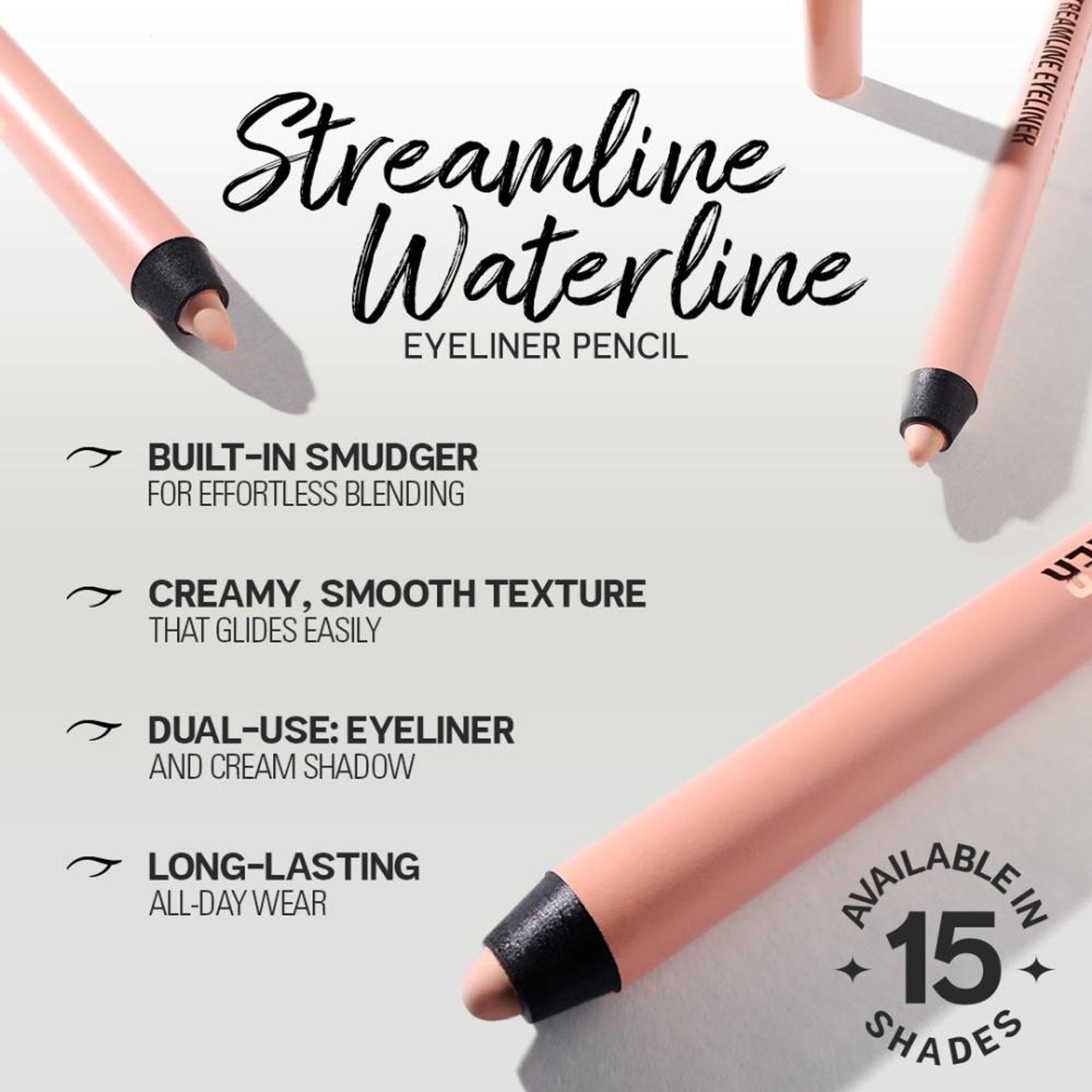 Makeup Revolution Streamline Waterline Eyeliner Pencil-Ultra Creamy Smudge Proof Smokey Looks - Black