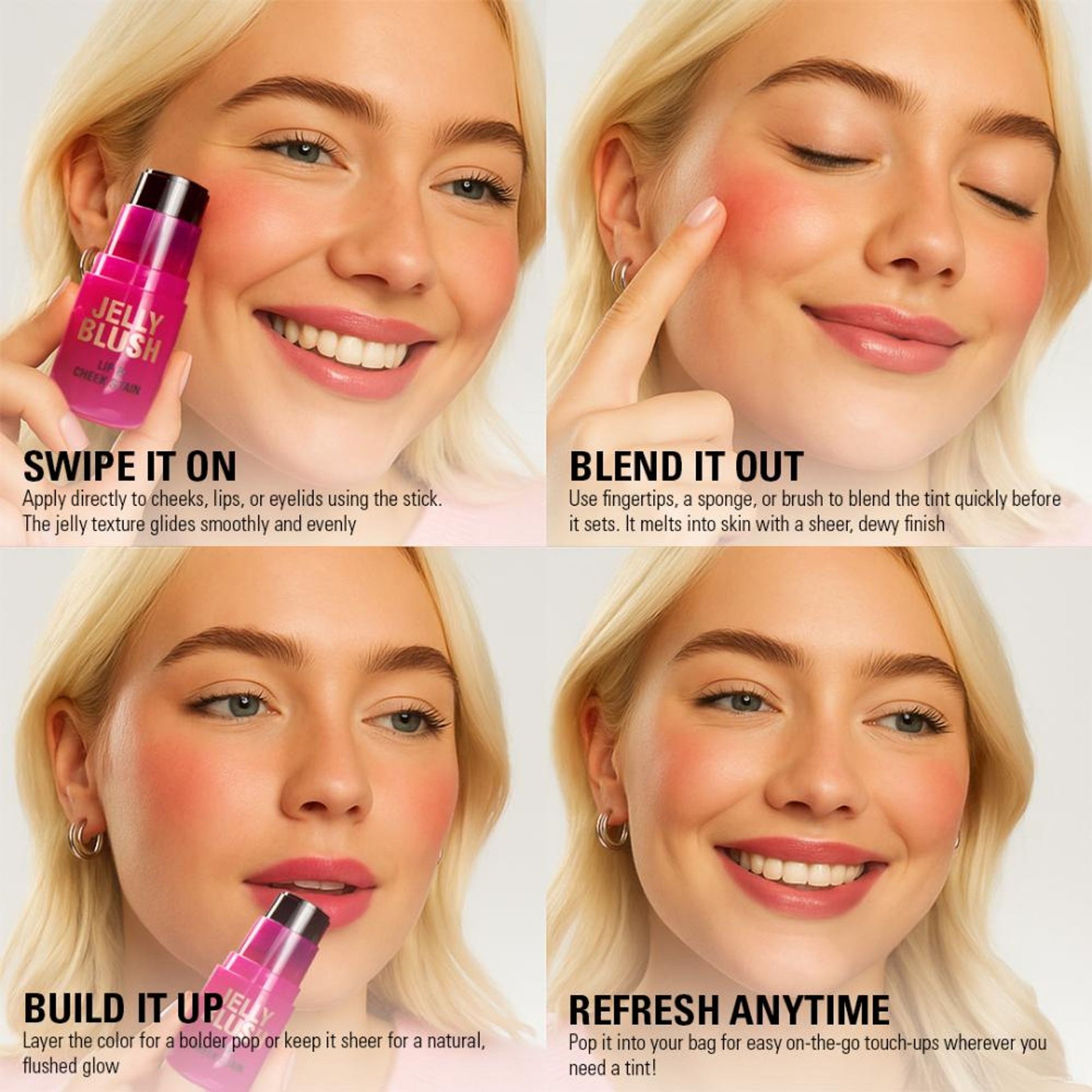 Makeup Revolution Jelly Blush Stick Lip and Cheek Stain - Cherry Red