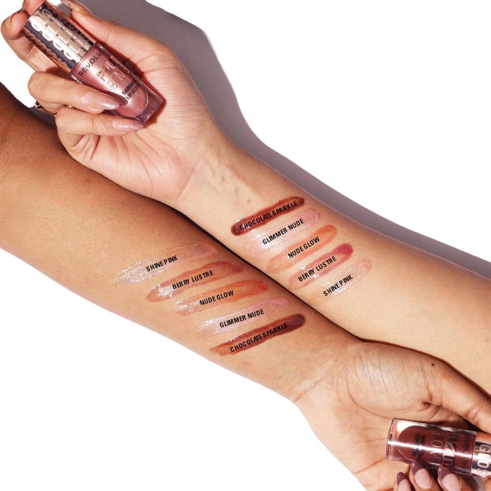 Makeup Revolution Pout Bomb Shimmer Lip Gloss - Glimmer Nude