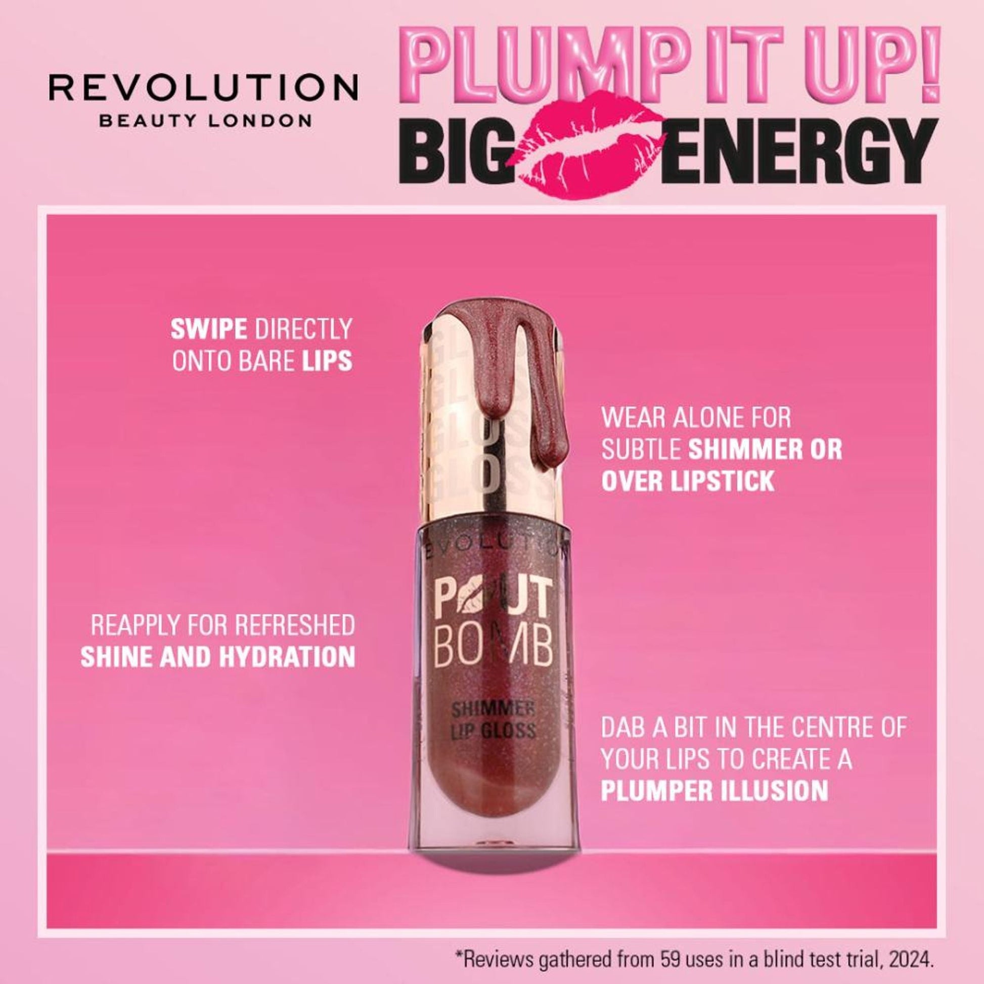 Makeup Revolution Pout Bomb Shimmer Lip Gloss - Glimmer Nude