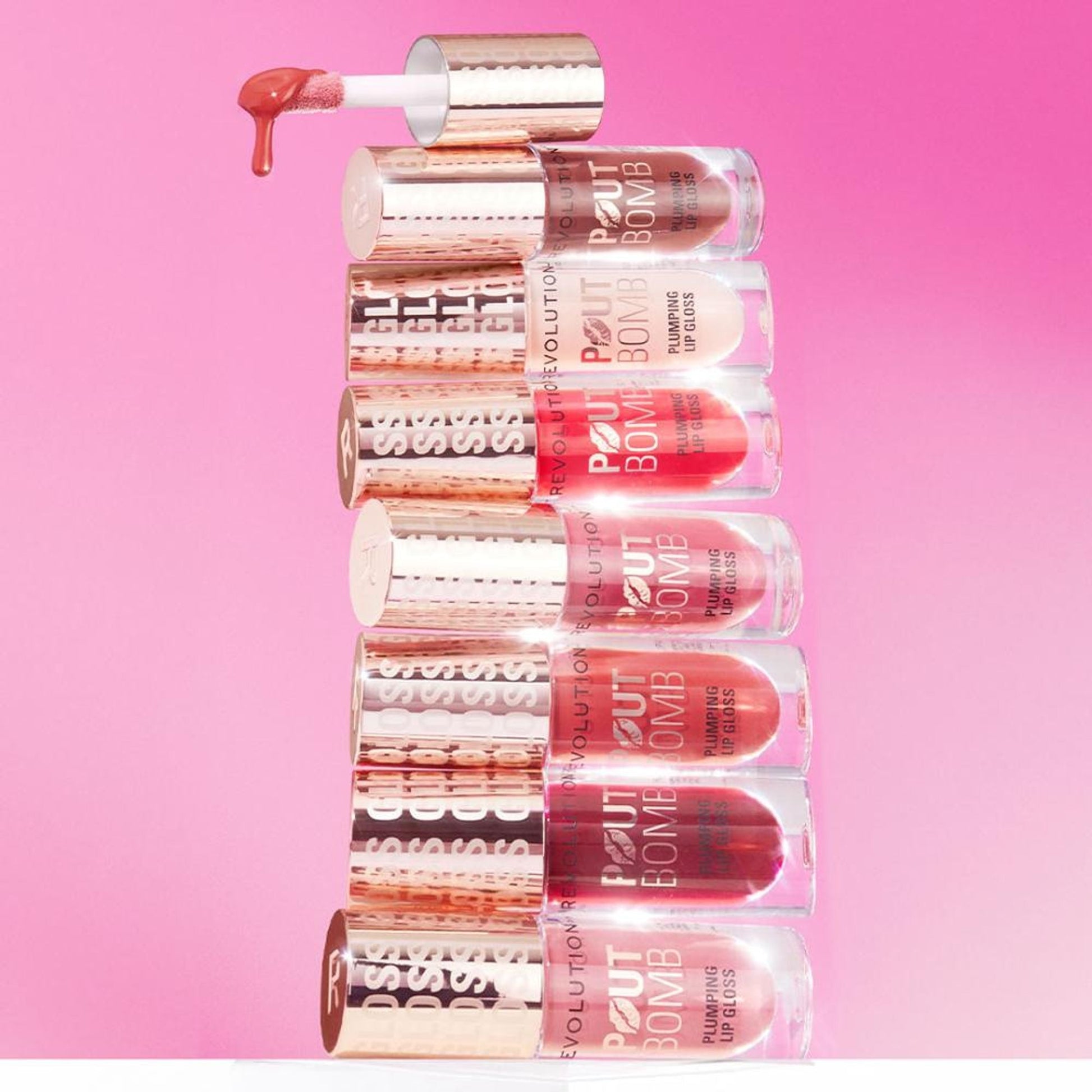 Makeup Revolution Pout Bomb Shimmer Lip Gloss - Glimmer Nude