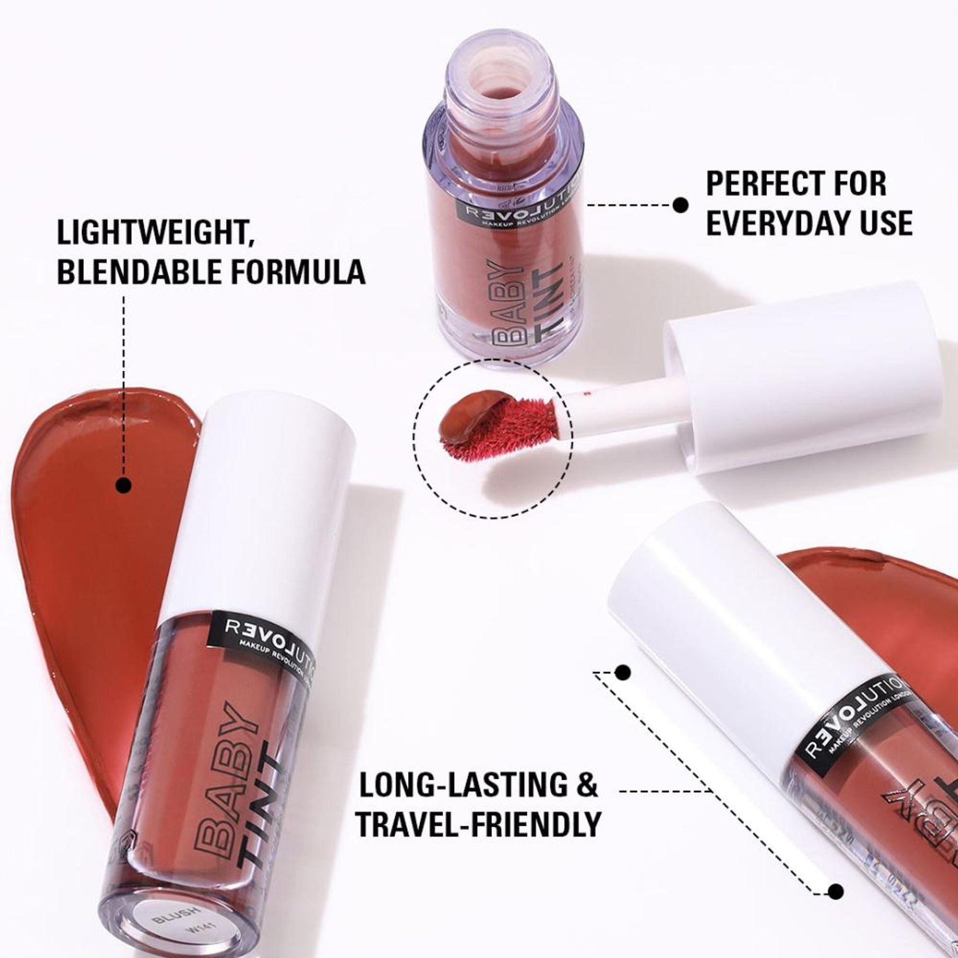 Makeup Revolution Relove Baby Lip & Cheek Tint - Long Lasting - Soft & Glowy Finish - Rose