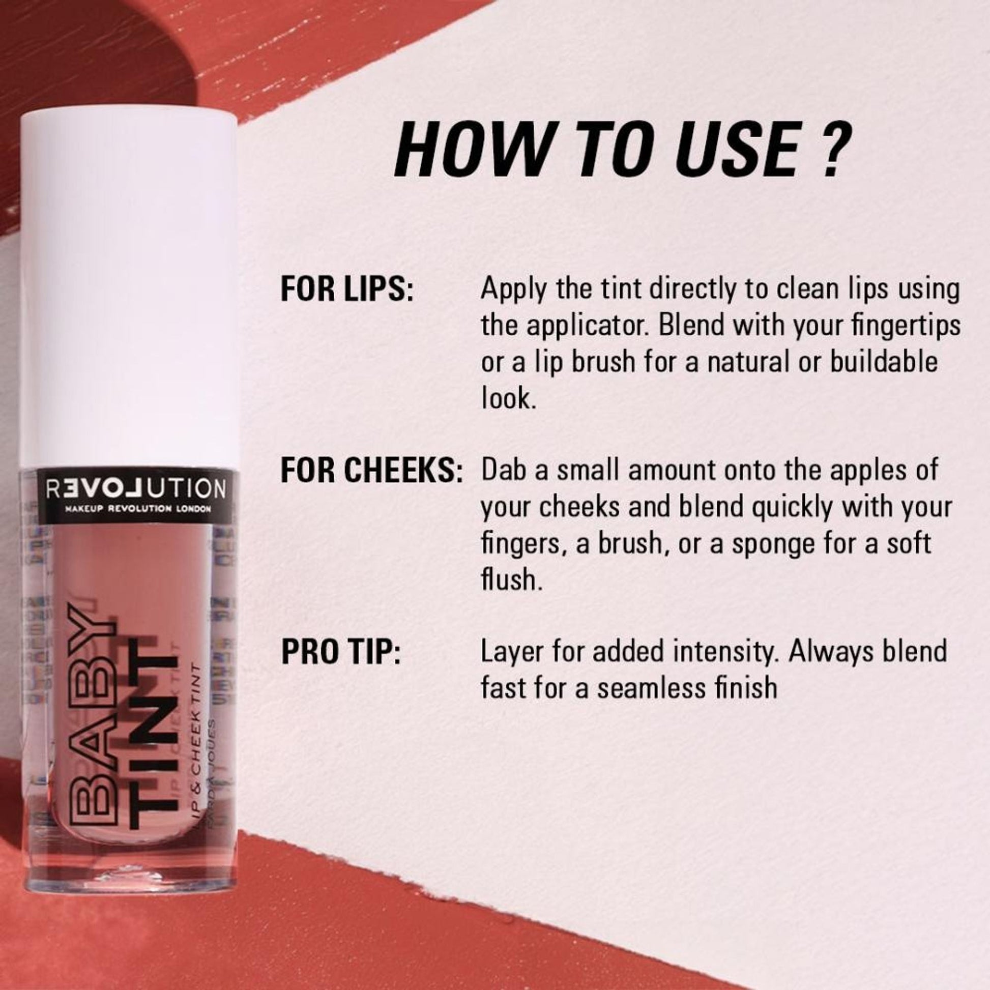 Makeup Revolution Relove Baby Lip & Cheek Tint - Long Lasting - Soft & Glowy Finish - Rose