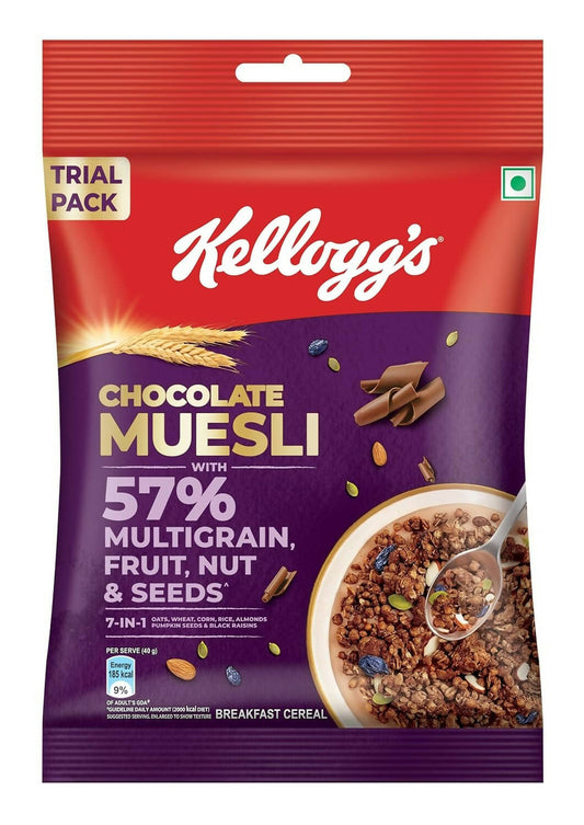 New Kellogg's Chocolate Muesli 57% Multigrain, Fruit, Nut & Seeds - Grab2buy