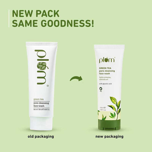 Plum Green Tea Pore Cleansing Face Wash With Glycolic Acid - Fights Acne & Oil For Clear Skin - Grab2buy