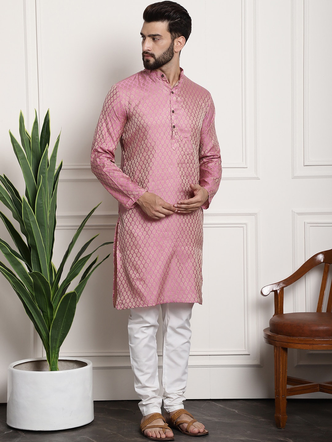Sojanya Ethnic Motifs Woven Design Straight Kurta With Churidar 