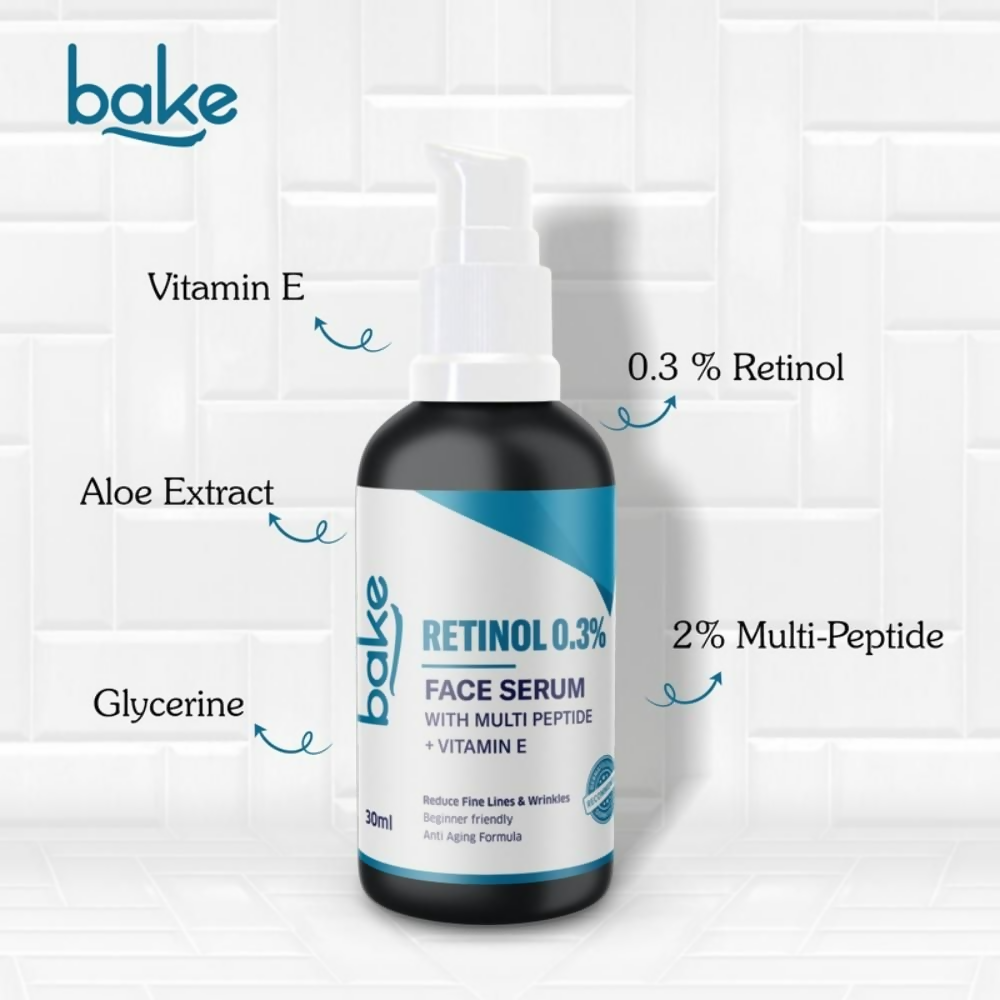 Bake 0.3% Retinol Beginner Friendly Face Serum With 2% Multi Peptide & Vitamin E | Swadesiicart