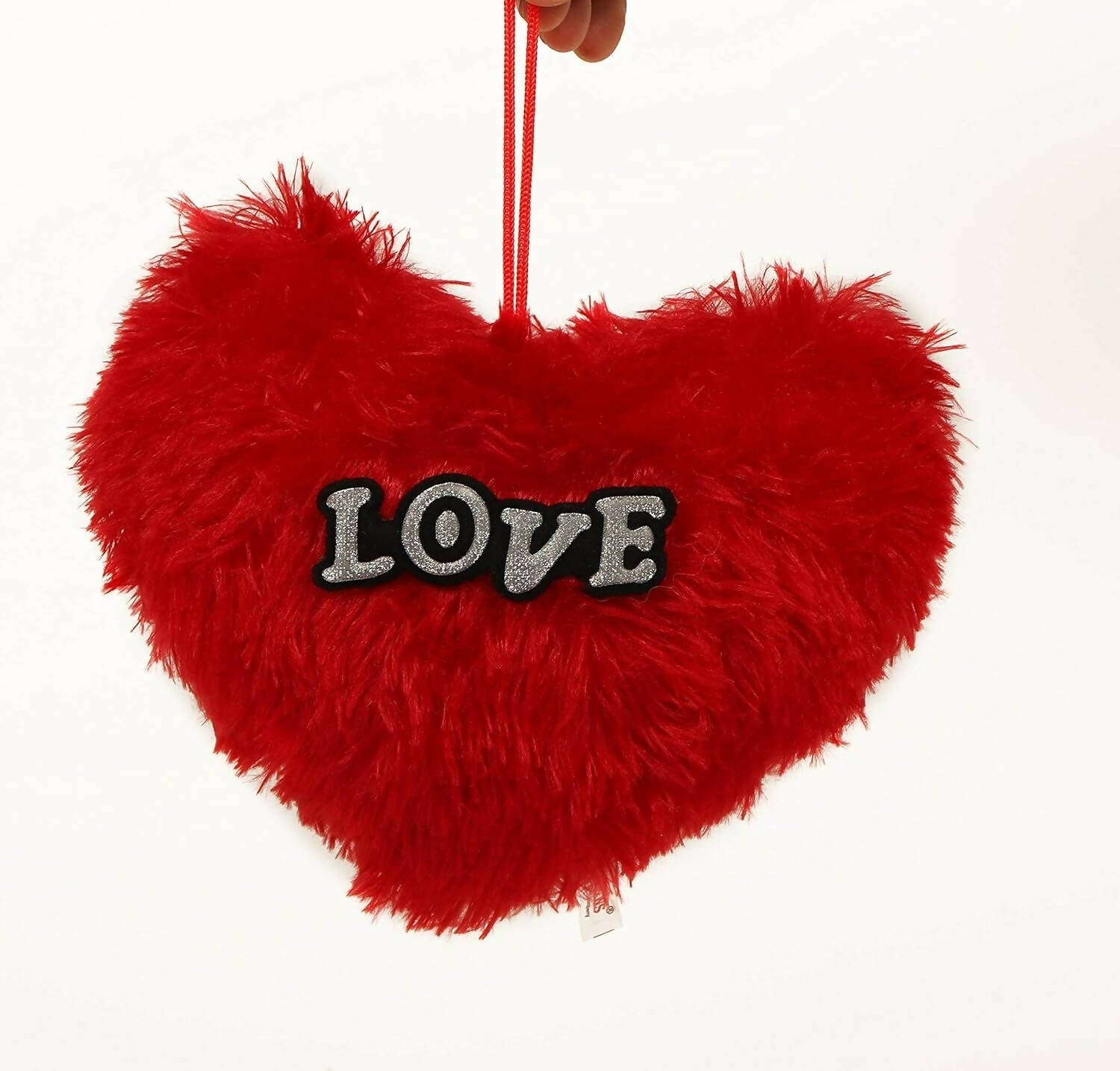 Tied Ribbons Valentine Gift With Heart Shape Pillow Fur Cushion (Red) 