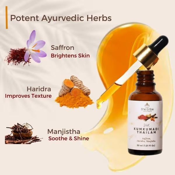 The Tribe Concepts 24k Kumkumadi Thailam - Skin Brightening Oil - Distacart
