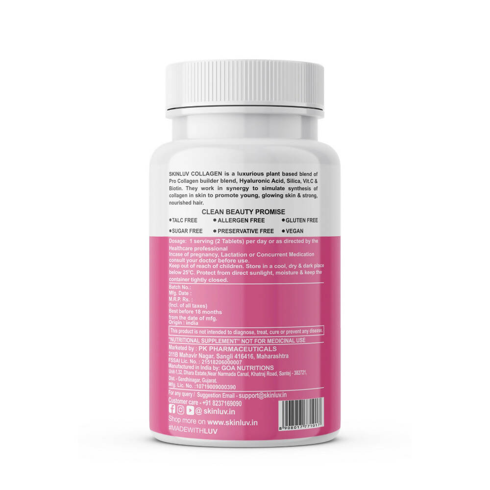 SkinLuv Plant Based Vegan Collagen Builder Sugar Free Veg Tablets - Grab2buy