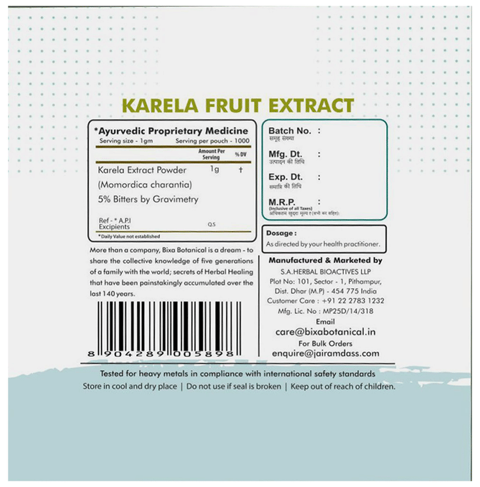 Bixa Botanical Karela Fruit Extract Powder 