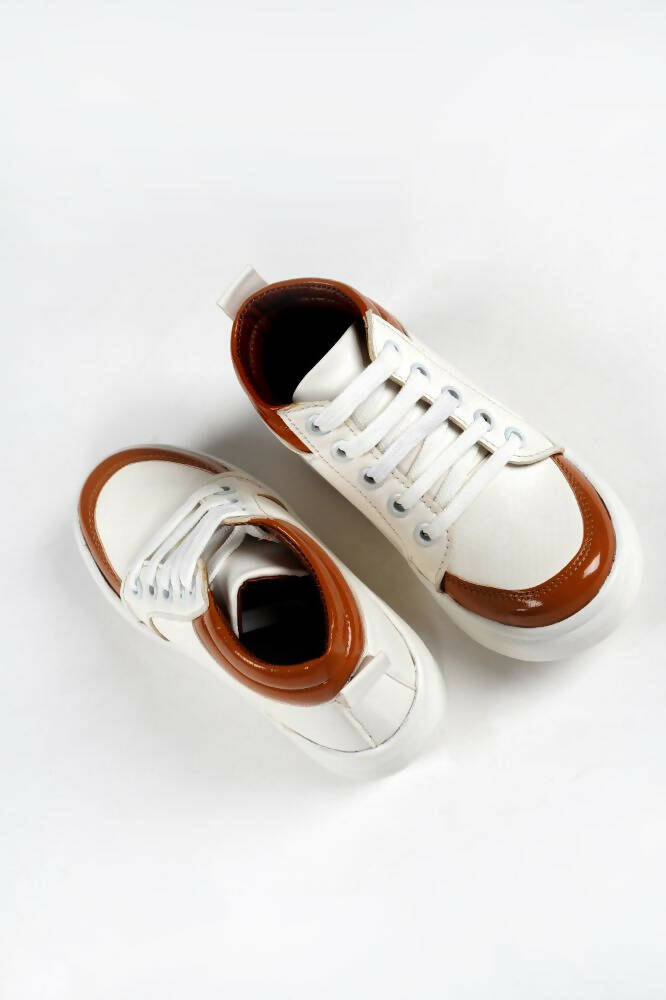 Tiny Bugs For Boys & Girls Mid Top Sneakers - White & Tan  Grab2Buy Tiny Bugs Grab2Buy