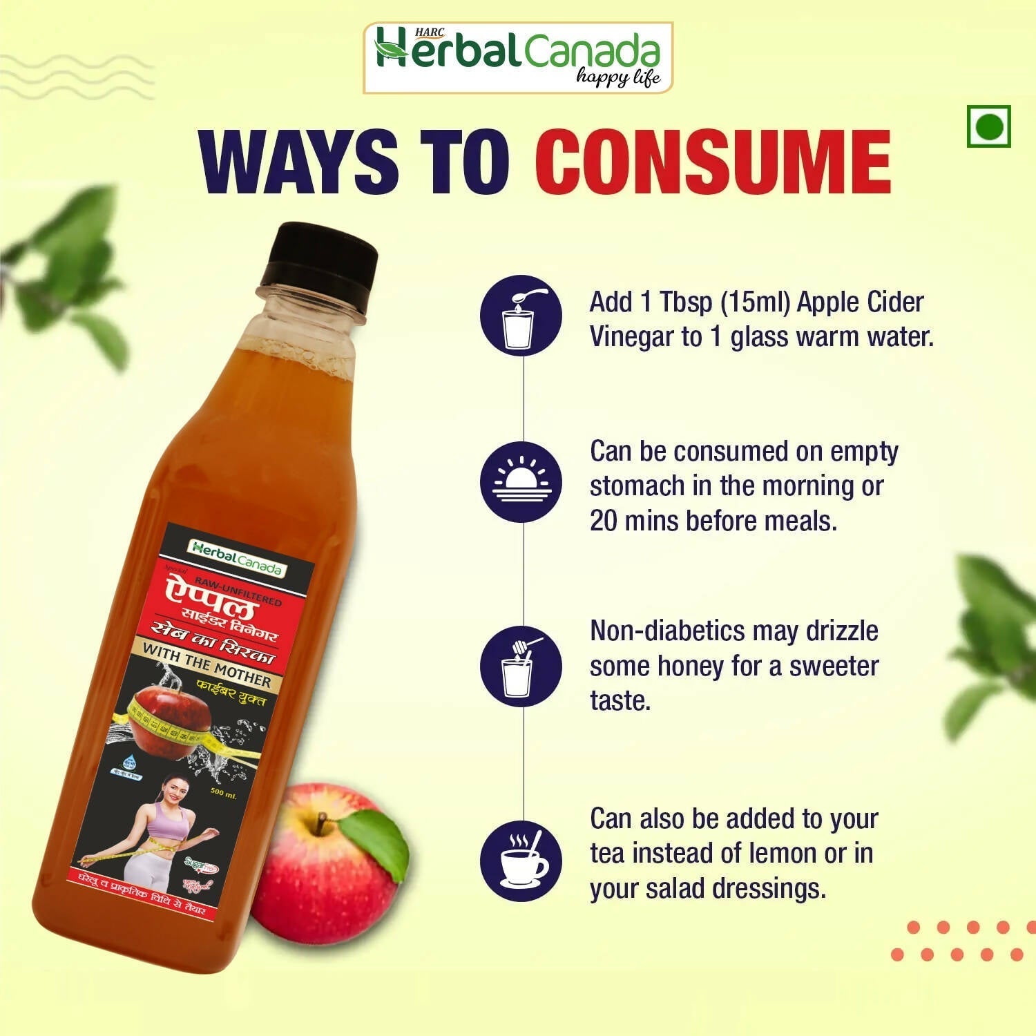 Herbal Canada Apple Cider Vinegar with Mother 