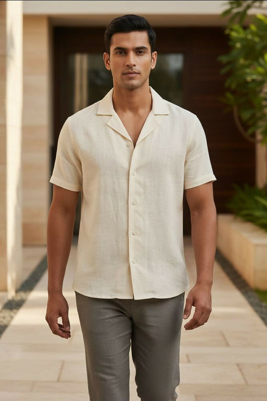 Sera — Cream Linen Shirt by Hilo Design