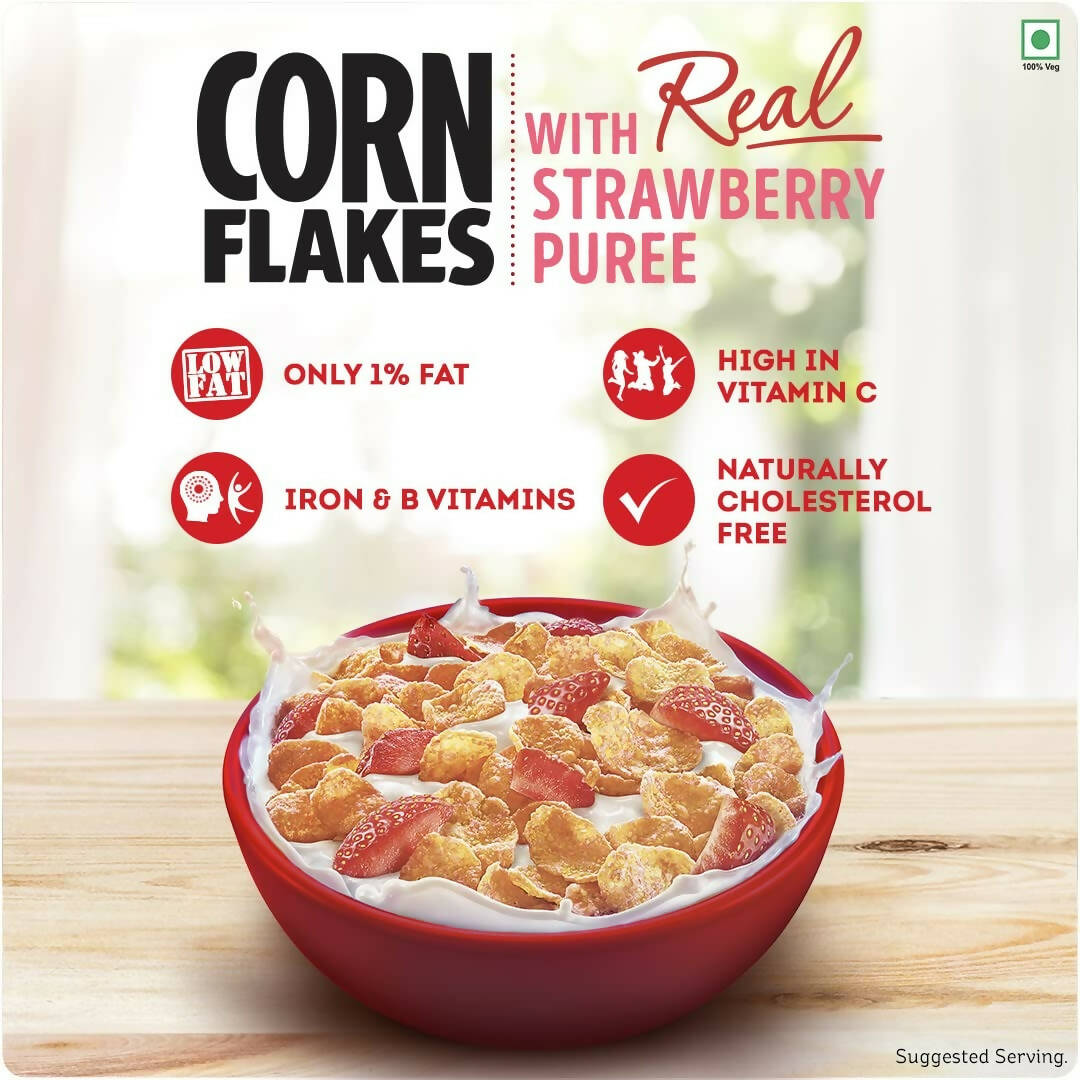 Kellogg's Corn Flakes With Real Strawberry Puree 