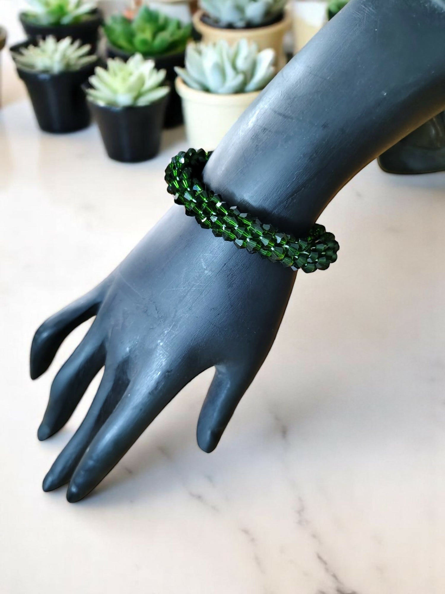 Inhanns Unisex Crystal Bloom – Adjustable Crystal Bead Bracelets - Green