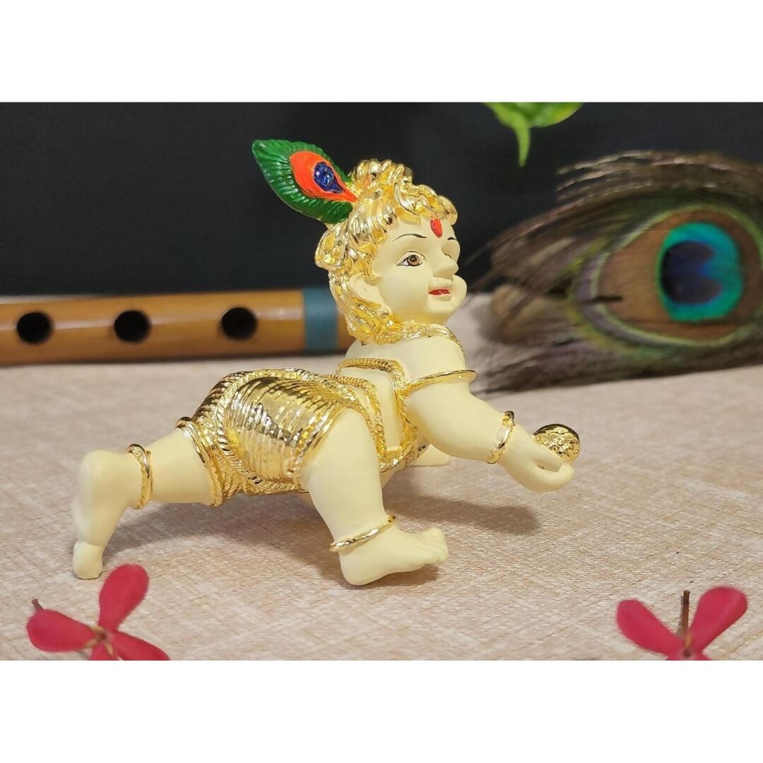 Gold Art India Silver Polished Matte Laddu Gopal Idol 