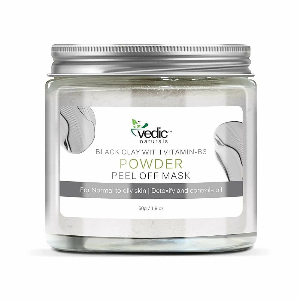 Vedic Naturals Black Clay With Vitamin-B3 Powder Peel Off Mask  Grab2Buy Vedic Naturals Grab2Buy