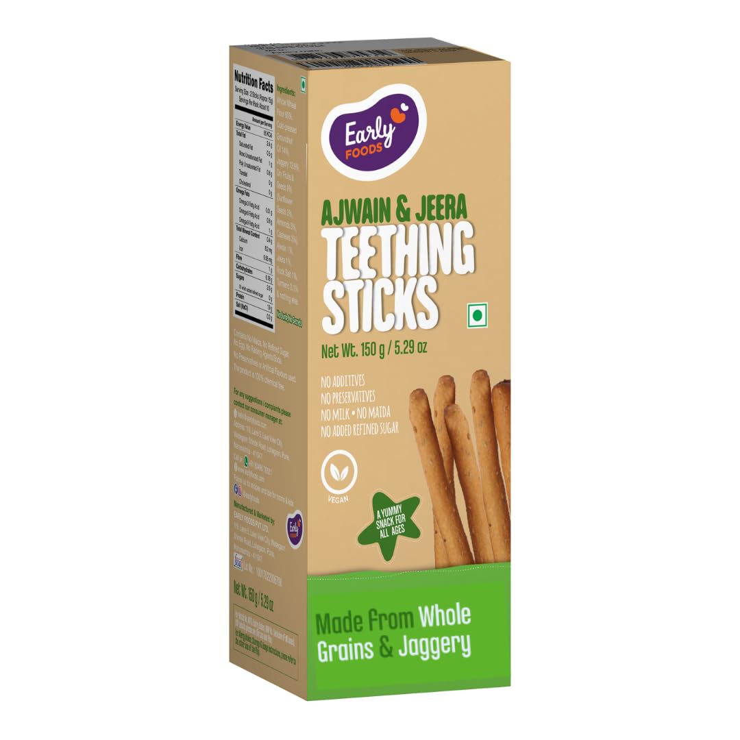 Early Foods Whole Wheat Ajwain Jaggery Teething Sticks 