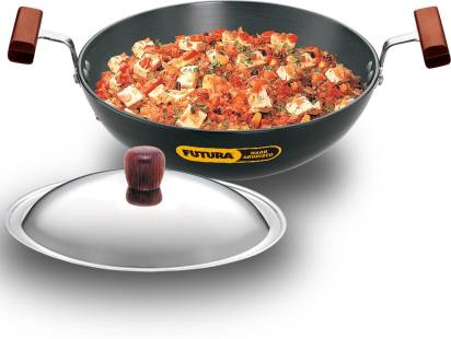 Hawkins Futura Hard Anodised Kadhai 22 cm Diameter with Lid 1.5 L (AK15S) | Grab2Buy