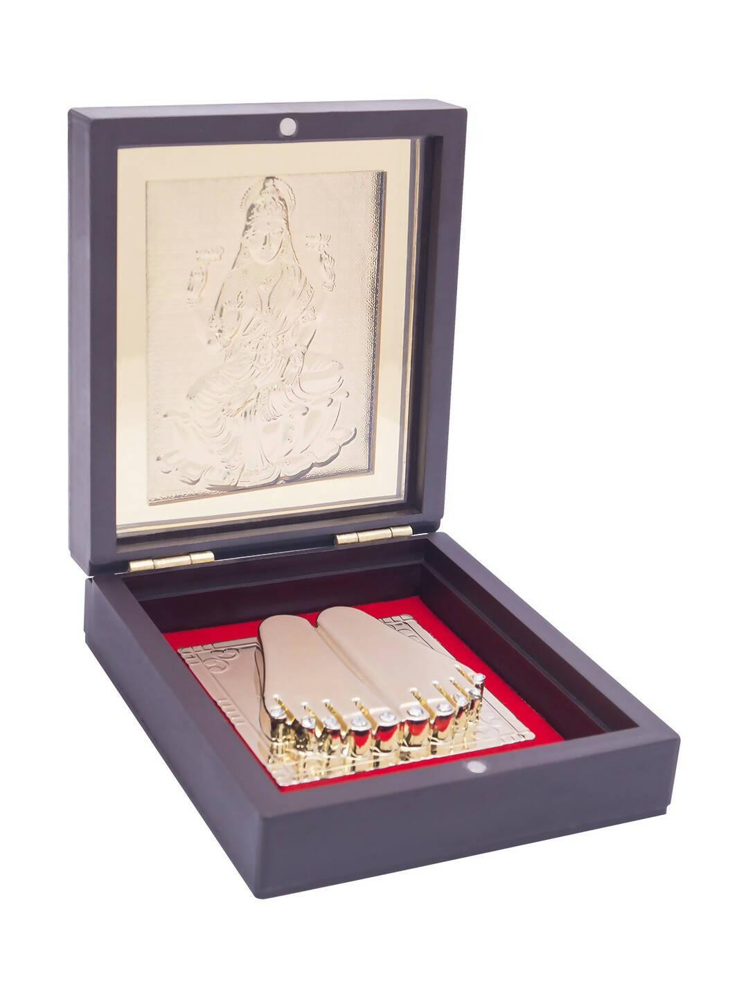 Golden Peacock Brown & 24 Ct Gold Foil Laxmi Ji Pooja Box - Distacart
