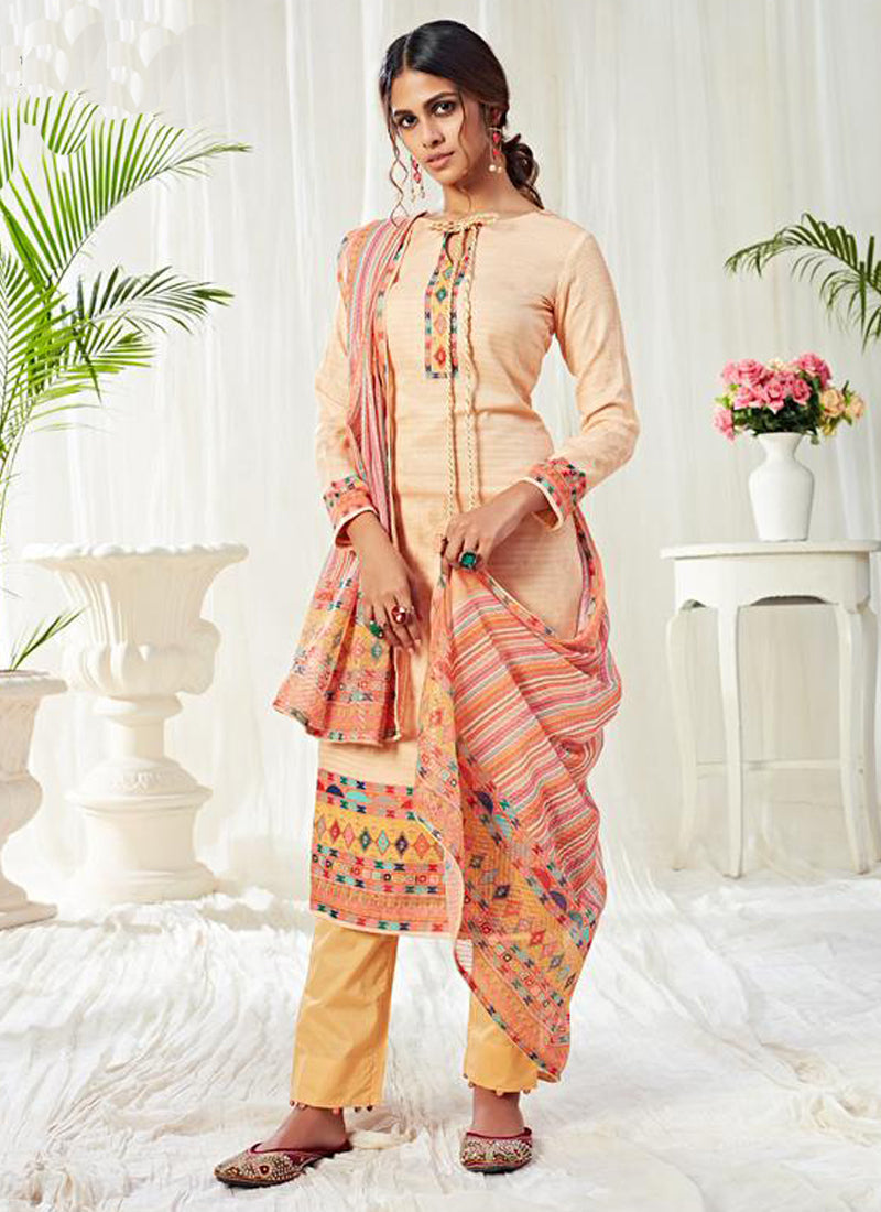 Vegaa Fashion Cream Cotton Digital Printed Swarwoski Work Salwar Suit  Grab2Buy Vegaa Fashion Grab2Buy