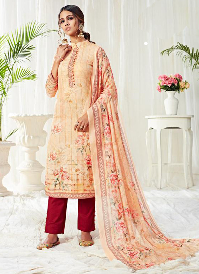 Vegaa Fashion Cream Cotton Digital Printed Swarwoski Work Salwar Suit  Grab2Buy Vegaa Fashion Grab2Buy