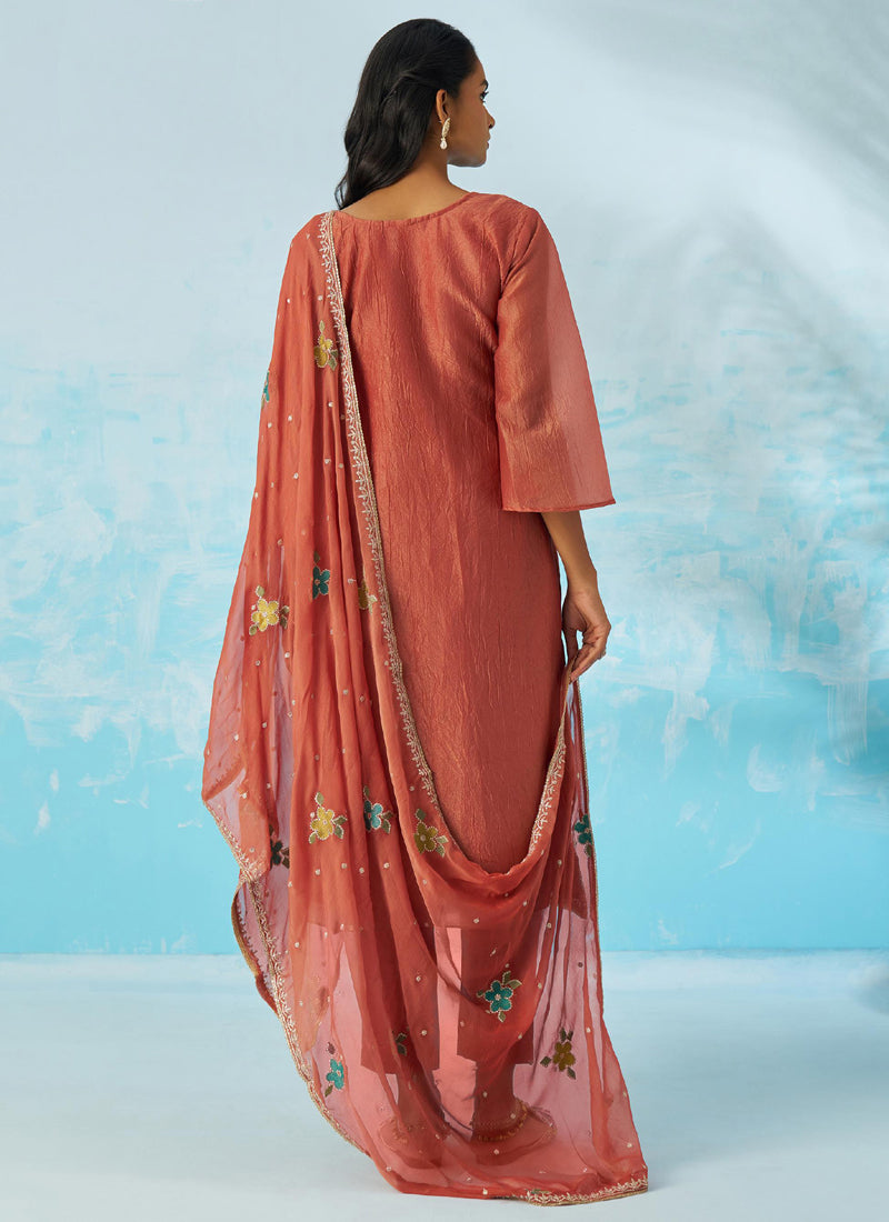 Vegaa Fashion Red Organza Embroidered Party Wear Suit  Grab2Buy Vegaa Fashion Grab2Buy