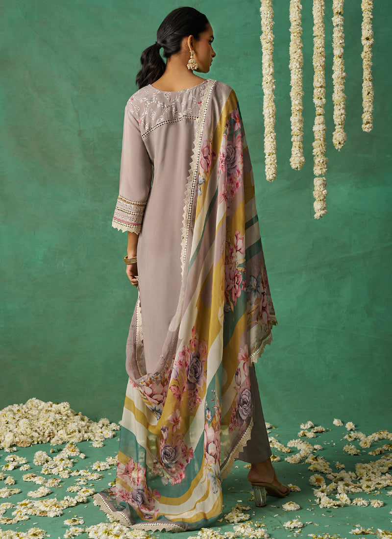 Vegaa Fashion Beige Pure Organza Embroidered Wedding Wear Suit  Grab2Buy Vegaa Fashion Grab2Buy