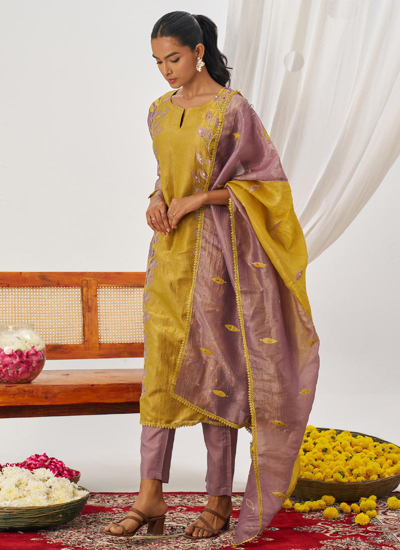 Vegaa Fashion Yellow Organza Embroidered Party Wear Suit  Grab2Buy Vegaa Fashion Grab2Buy