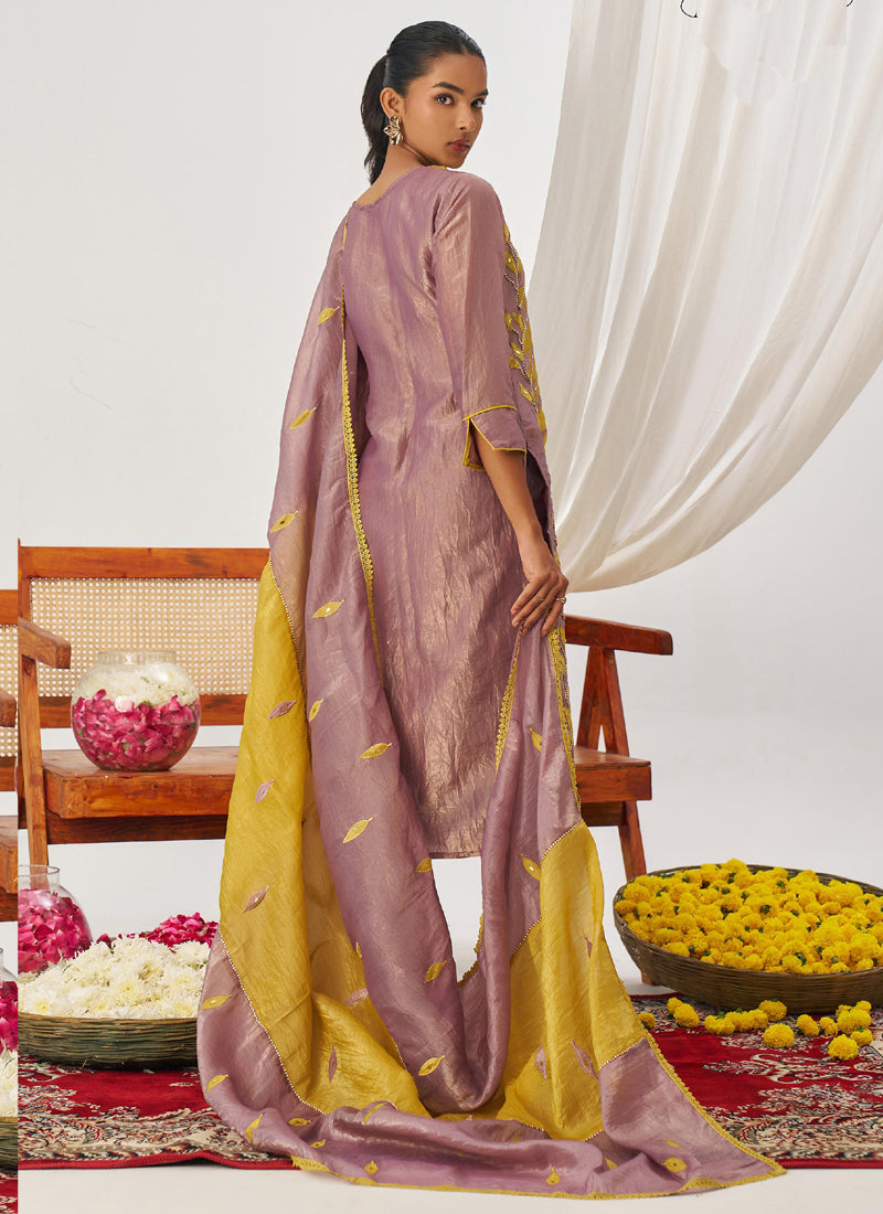 Vegaa Fashion Yellow Organza Embroidered Party Wear Suit  Grab2Buy Vegaa Fashion Grab2Buy