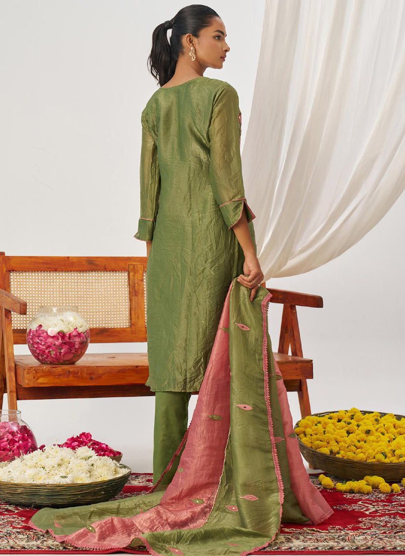 Vegaa Fashion Peach Organza Embroidered Party Wear Suit  Grab2Buy Vegaa Fashion Grab2Buy