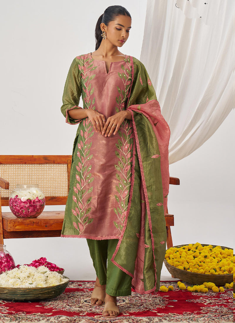Vegaa Fashion Peach Organza Embroidered Party Wear Suit  Grab2Buy Vegaa Fashion Grab2Buy